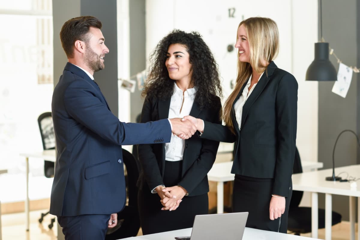 Man greeting recruters after getting job through skreels 